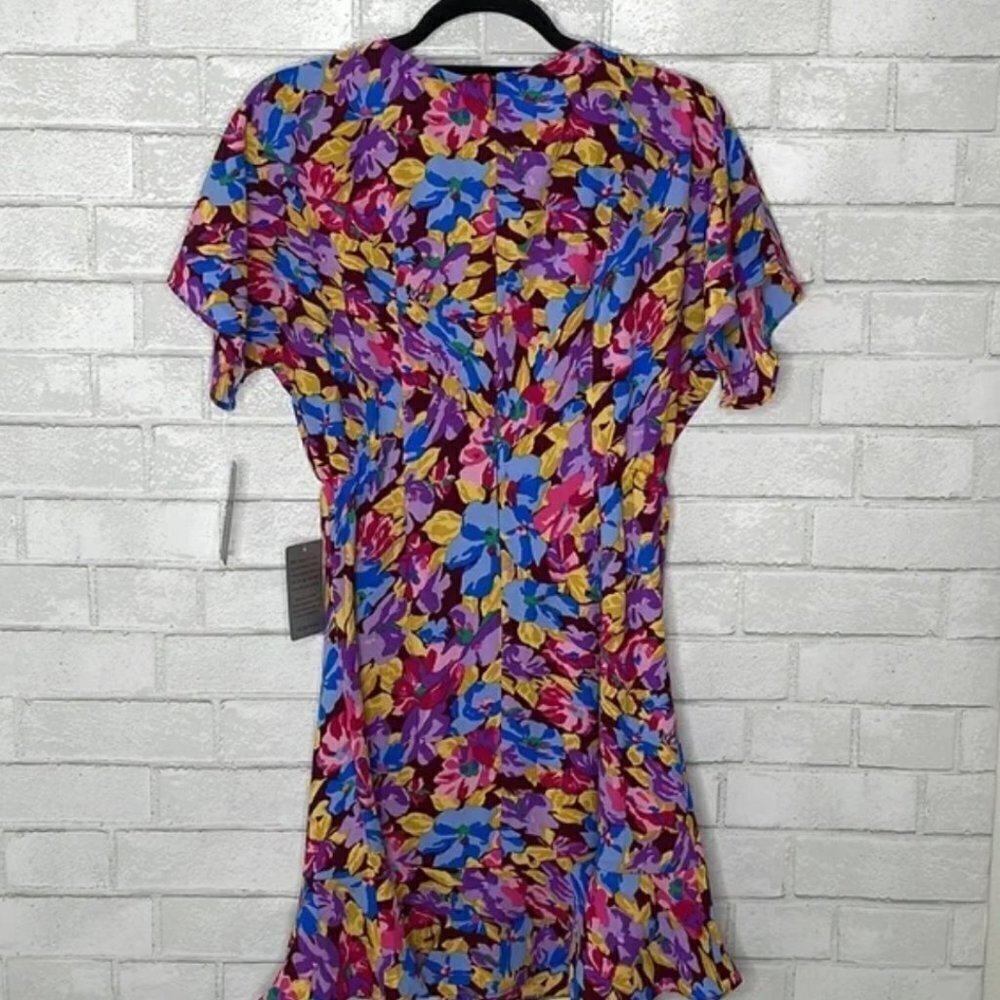 NWT Donna Morgan Floral Short Sleeve Ruffle Hem Dress - Picture 8 of 15